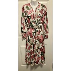 RESERVED Eco Aware Europe UK 8 US 6 Women's Floral Shirt Dress Linen Cottagecore